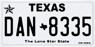 TX license plate DAN8335