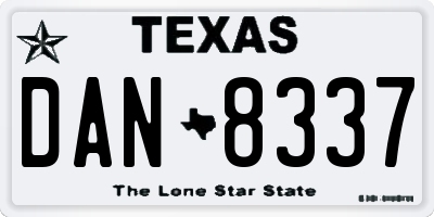 TX license plate DAN8337