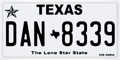 TX license plate DAN8339