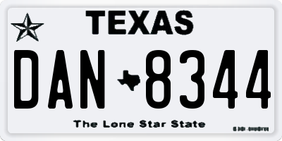 TX license plate DAN8344