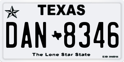 TX license plate DAN8346