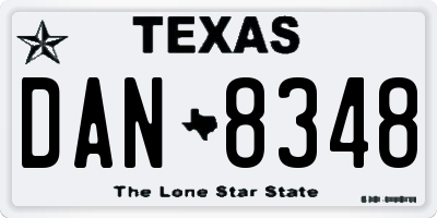 TX license plate DAN8348