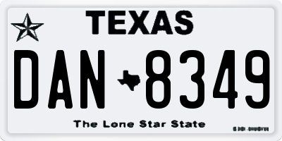 TX license plate DAN8349