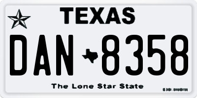 TX license plate DAN8358