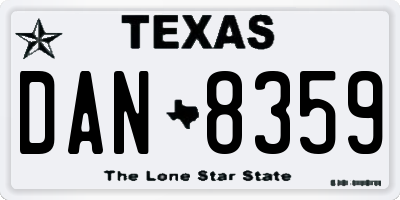 TX license plate DAN8359
