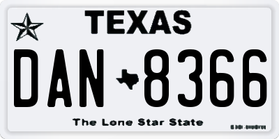 TX license plate DAN8366