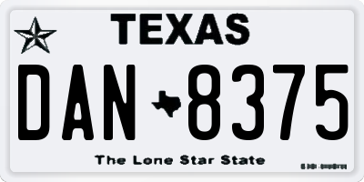 TX license plate DAN8375