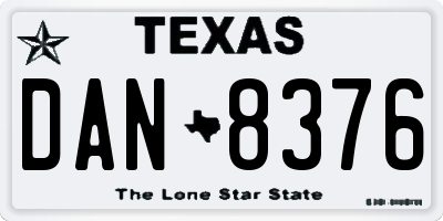 TX license plate DAN8376