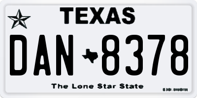 TX license plate DAN8378