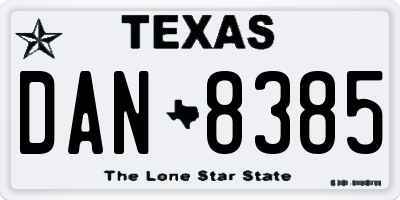 TX license plate DAN8385