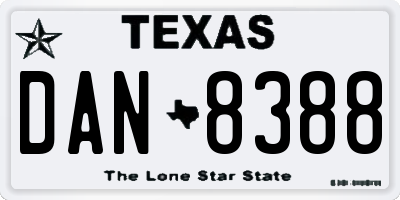 TX license plate DAN8388