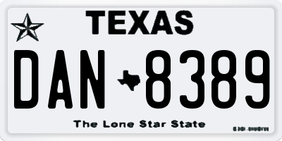 TX license plate DAN8389