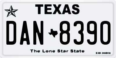 TX license plate DAN8390