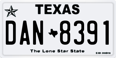 TX license plate DAN8391