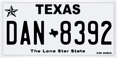 TX license plate DAN8392