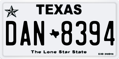 TX license plate DAN8394