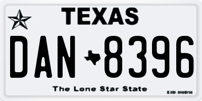 TX license plate DAN8396