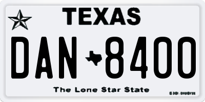 TX license plate DAN8400