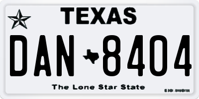 TX license plate DAN8404