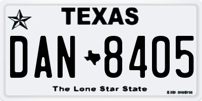 TX license plate DAN8405