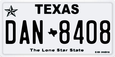 TX license plate DAN8408
