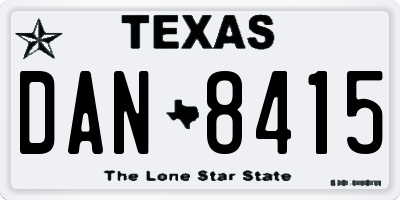 TX license plate DAN8415