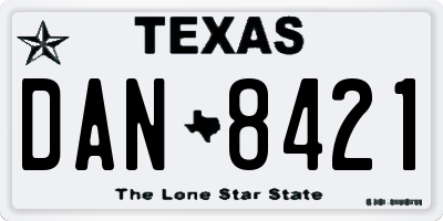 TX license plate DAN8421