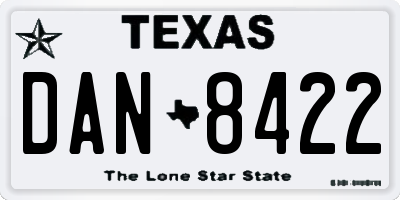 TX license plate DAN8422