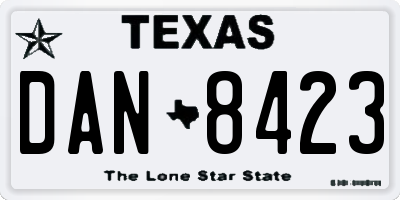 TX license plate DAN8423