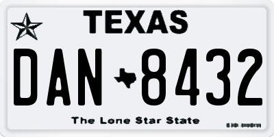 TX license plate DAN8432