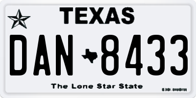 TX license plate DAN8433