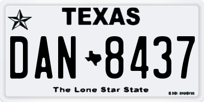 TX license plate DAN8437