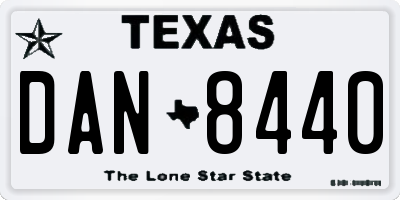 TX license plate DAN8440