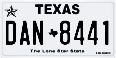 TX license plate DAN8441