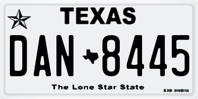 TX license plate DAN8445