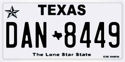 TX license plate DAN8449
