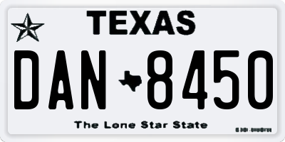 TX license plate DAN8450