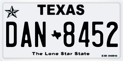 TX license plate DAN8452