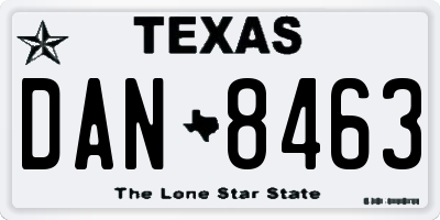 TX license plate DAN8463