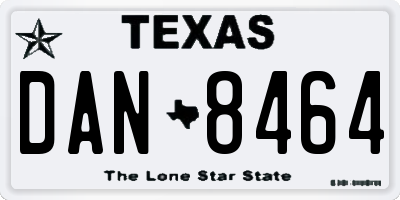 TX license plate DAN8464