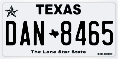 TX license plate DAN8465