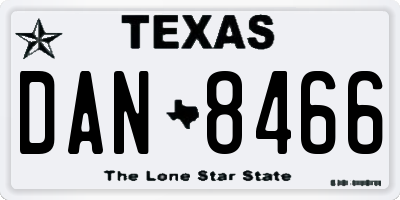 TX license plate DAN8466