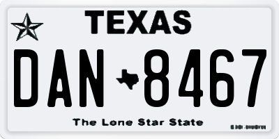 TX license plate DAN8467