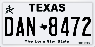 TX license plate DAN8472