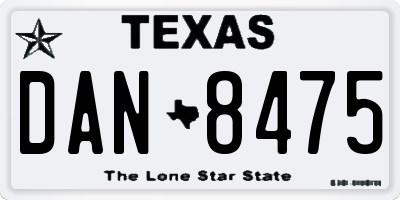 TX license plate DAN8475