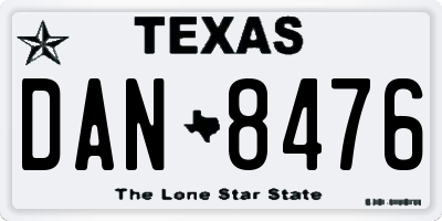 TX license plate DAN8476