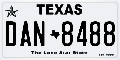 TX license plate DAN8488