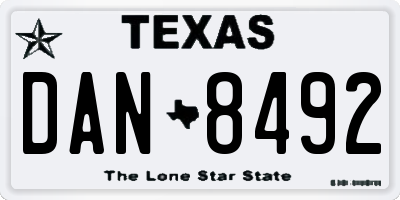TX license plate DAN8492