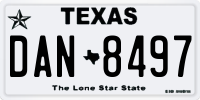 TX license plate DAN8497