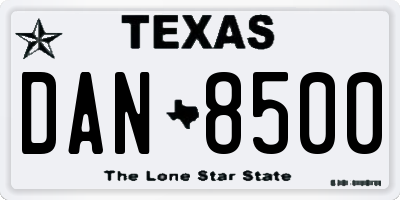 TX license plate DAN8500